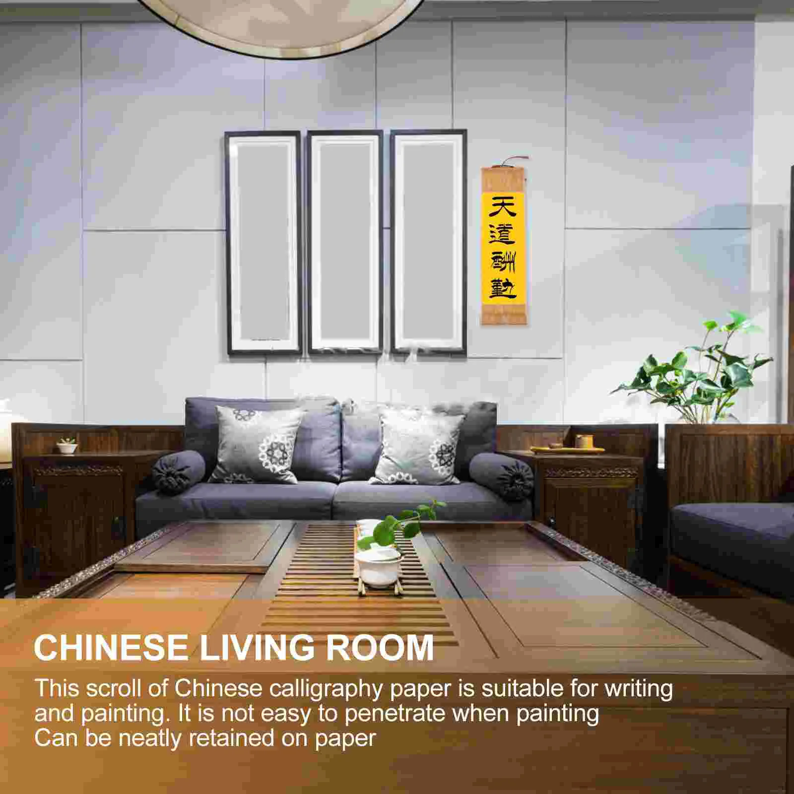 Calligraphy Scroll Paper Rice White Hangers Painting Blank Poster Red Chinese Accessory Office