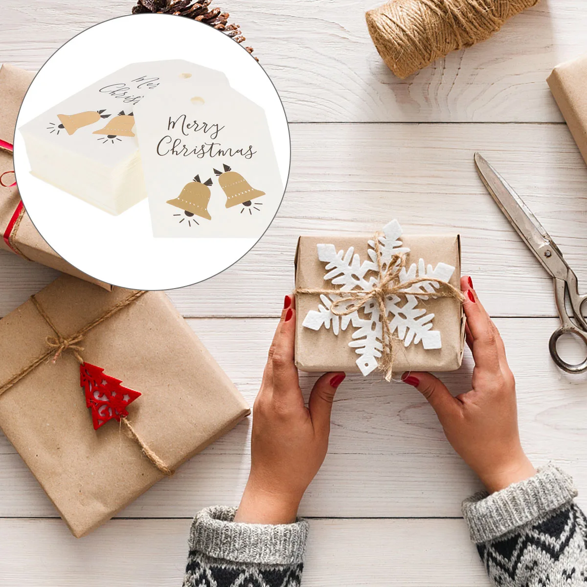 100 Pcs Christmas Bookmark Card Labels Xmas Present Tags for Gifts Cardstock Bookmarks