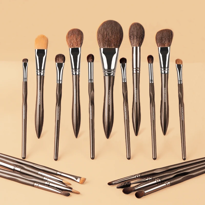 CHICBathroom-Ensemble de pinceaux de maquillage en bois massif, outils de maquillage avancés, poils d\'animaux, série de documents Sting, luxe, DO,