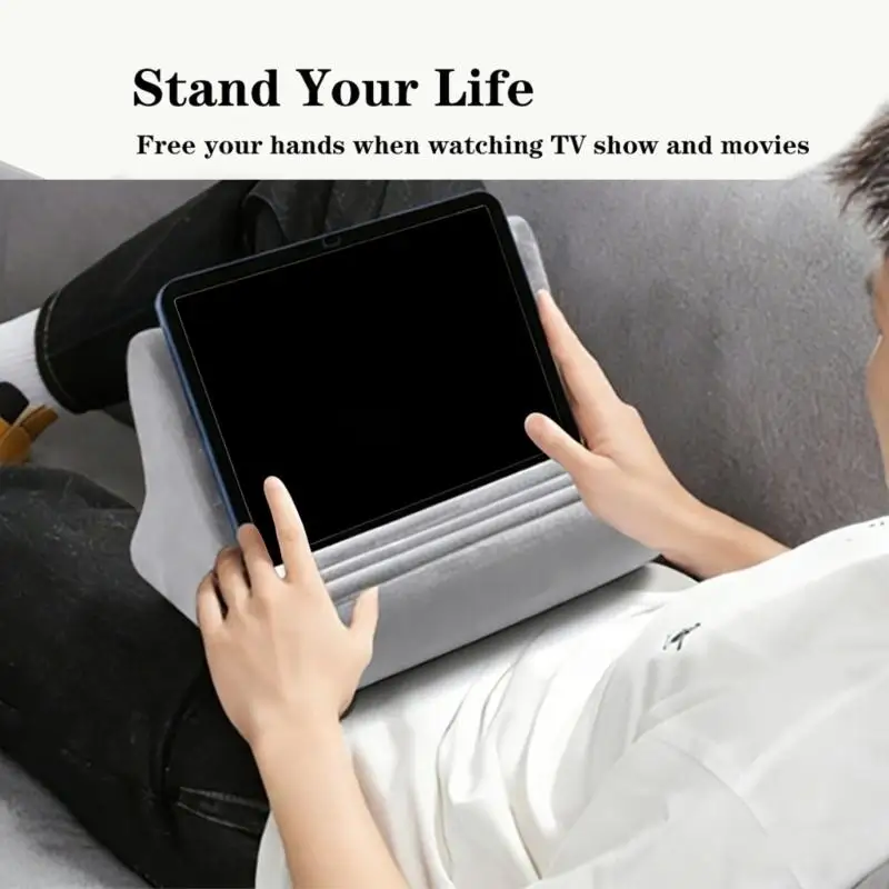 

Ergonomic Adjustable Phone Tablet Holder Pillow Bed Cushion With Plush Cover For Comfortable Hands Less Entertainment 896C