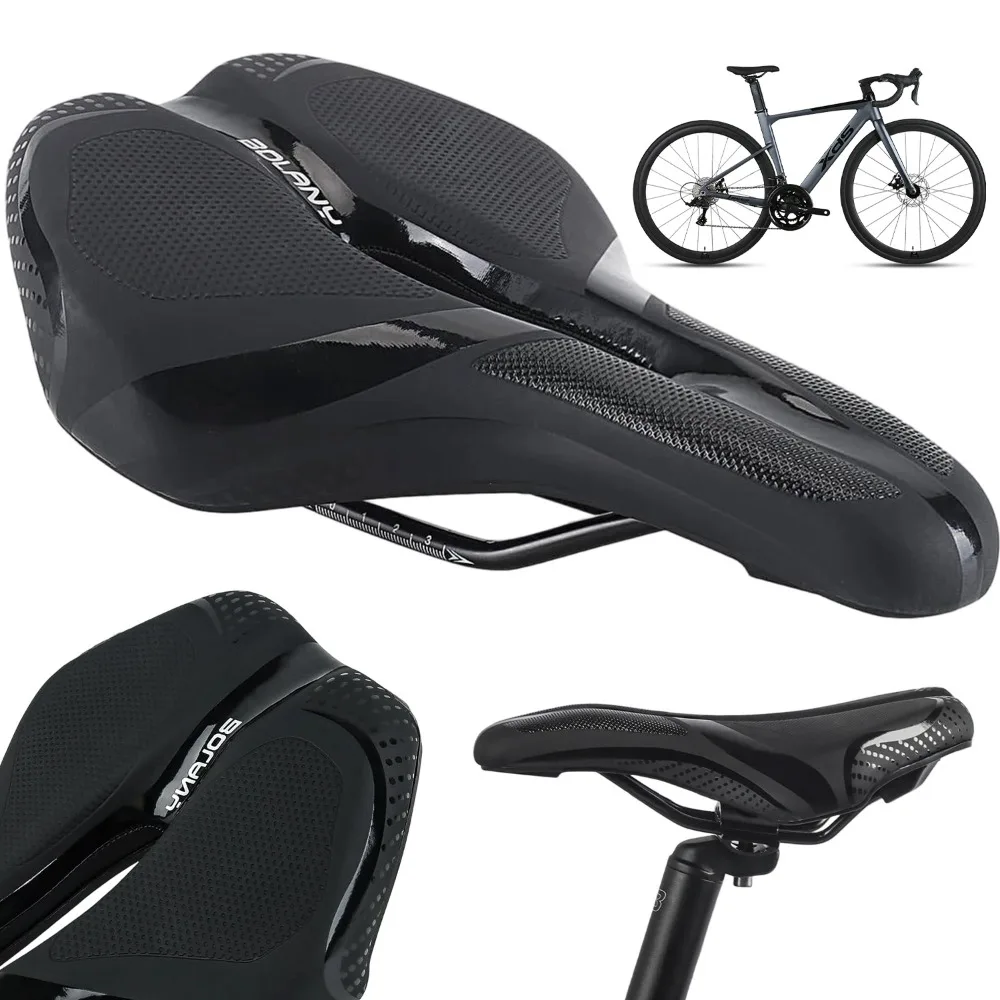 Selle de vélo en gel à mémoire de forme, respirante, absorbant les chocs, ergonomique, avec housse de selle, conception antidérapante à dégagement rapide, soulage la sensation de dormeur sur les pieds pour les longues balades, vélo de ville, VTT, trajets quotidiens, cyclisme de week-end, accessoire de fitness