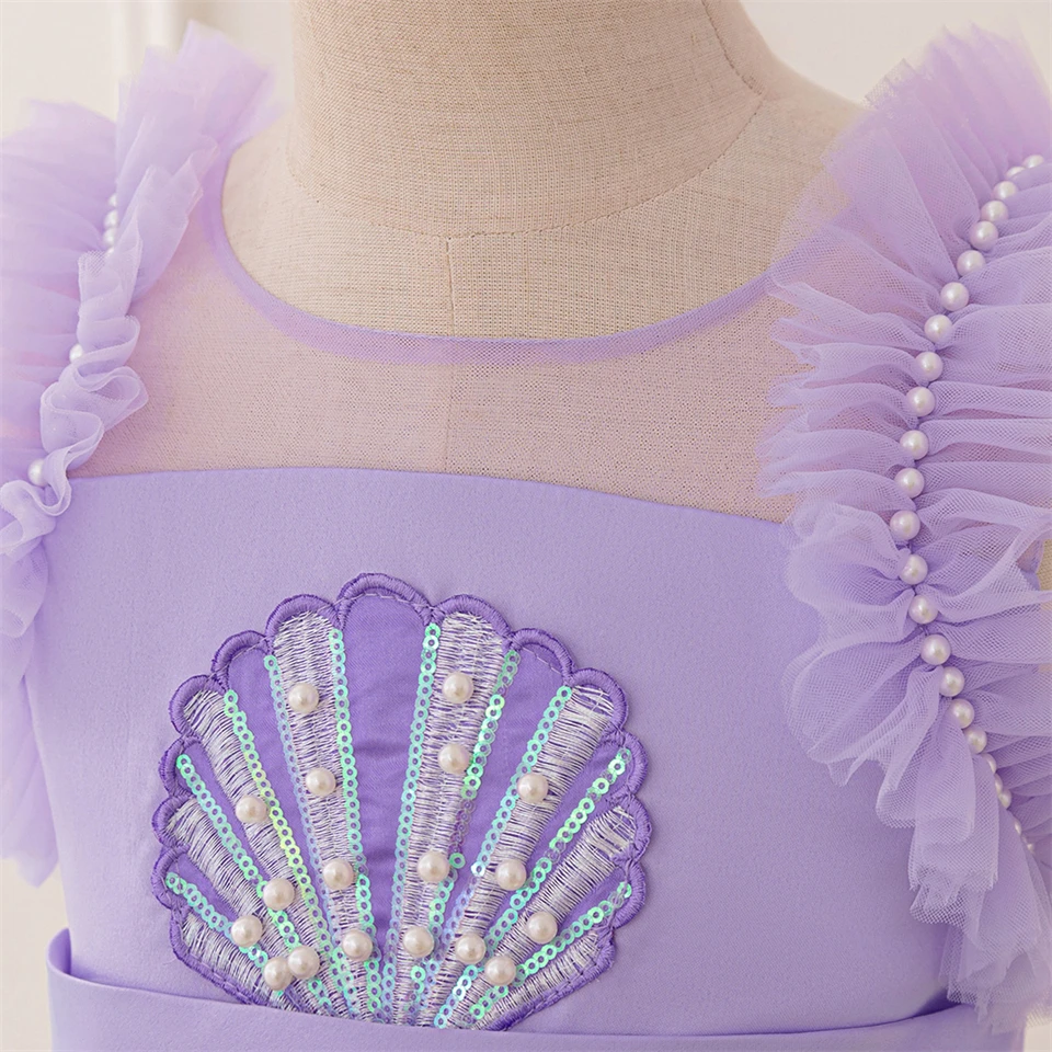 Déguisement de Princesse Sirène pour Petite Fille, Tenue de ixd'Anniversaire pour Enfants de 3 à 10 Ans, Costume de Jeu, Nouvelle Collection Été 2025