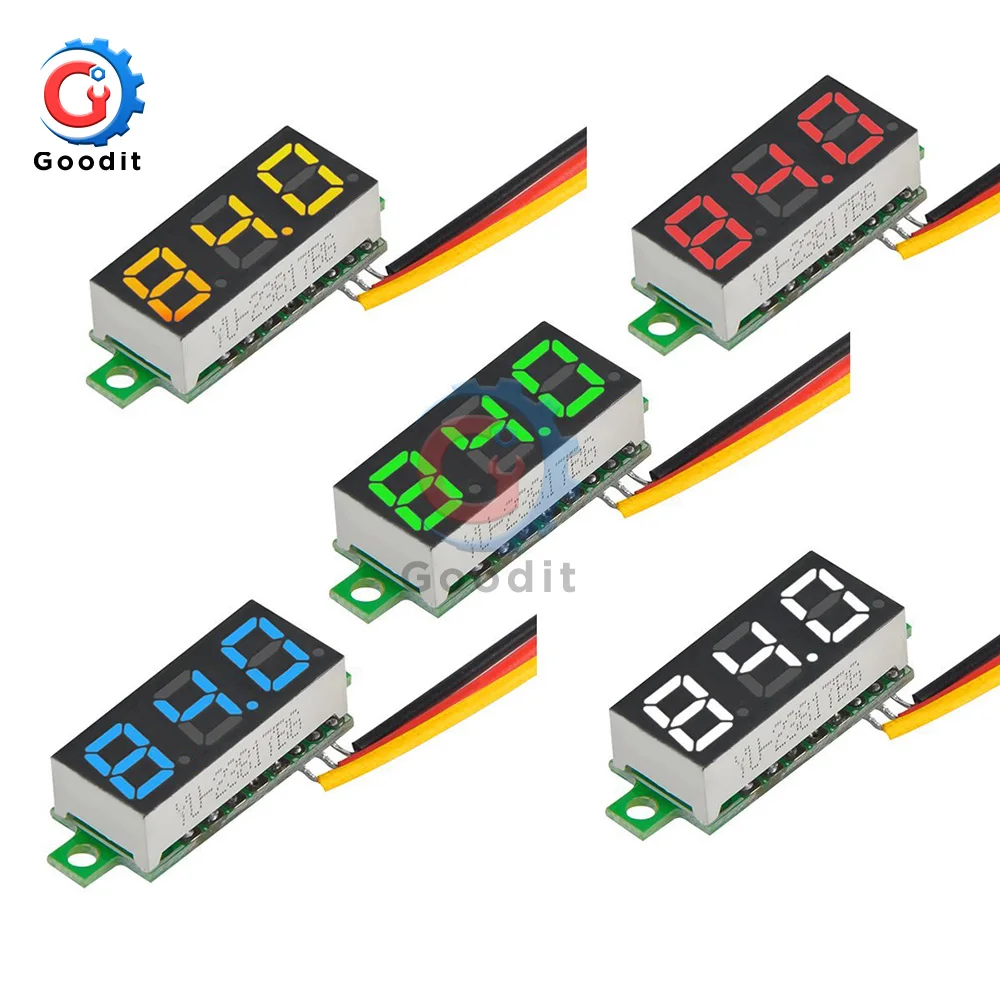 0.28 inch DC LED Digital Voltmeter 0-100V Voltage Meter Auto Car Mobile Power Voltage Tester Detector 12V Red Green Blue Yellow