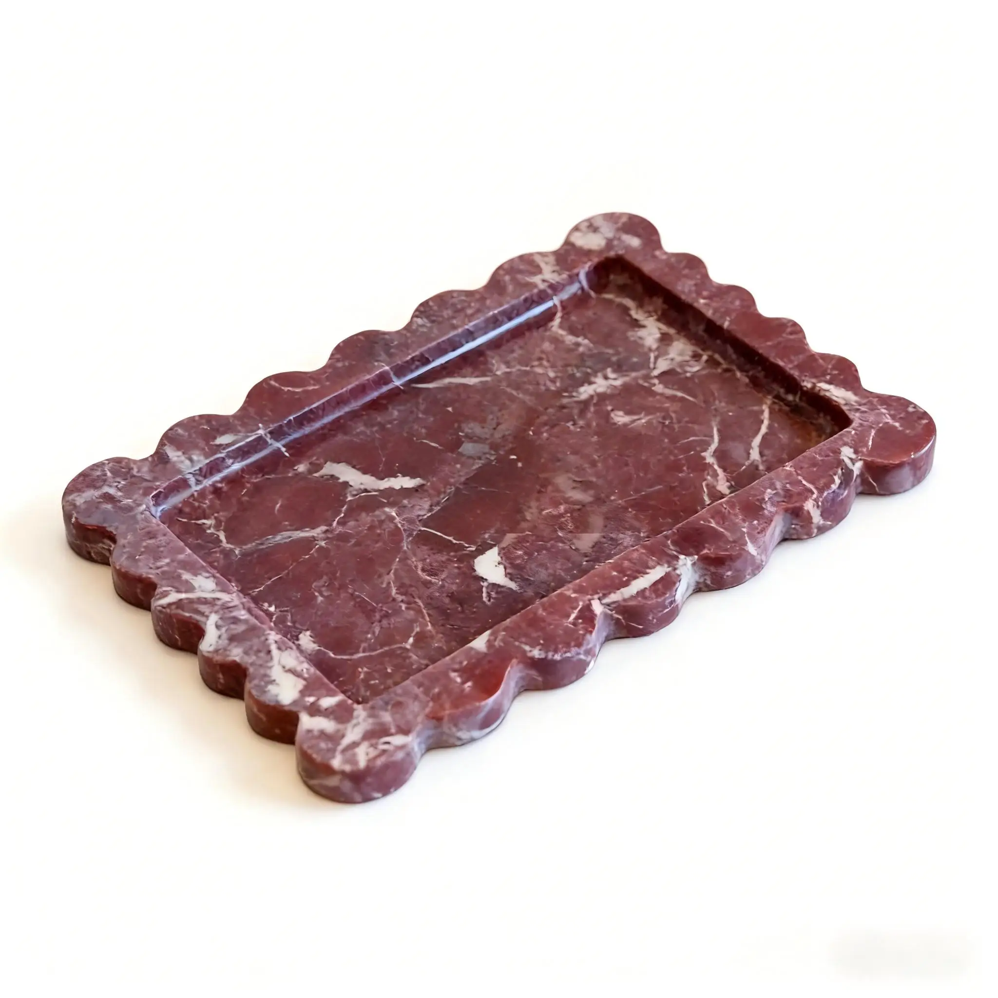 

Мармуровый поднос Rosa Levanto с зубчатыми краями, органайзер для ювелирных изделий из натурального камня, декоративный туалетный столик, домашний декор для хранения в ванной комнате