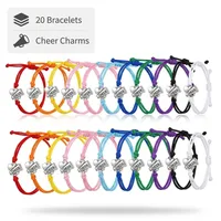 20Pcs Adjustable Cheerleading Charm Bracelets, Multi-color Set, Heart Megaphone Jewelry, Gifts for Girls, Team Accessories
