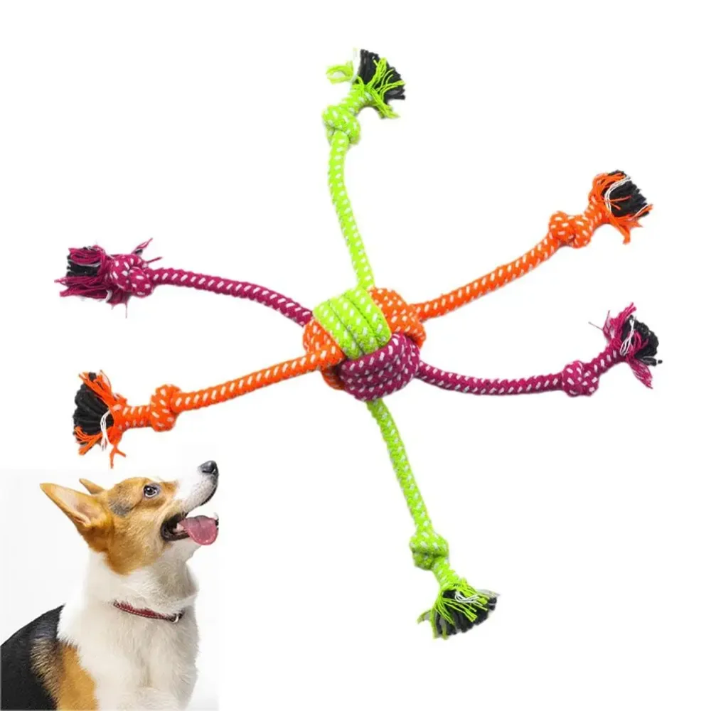 

1pc Durable Bite-Resistant Interactive Knot Toy for Dogs- Chewable Rope with Green&Orange Fringes,Playful Design, Dog Toys