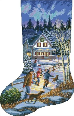 Набор для вышивки крестом, хобби, ручная работа, рукоделие, шитье, оптовая продажа, дим 08805, чулки в канун Рождества