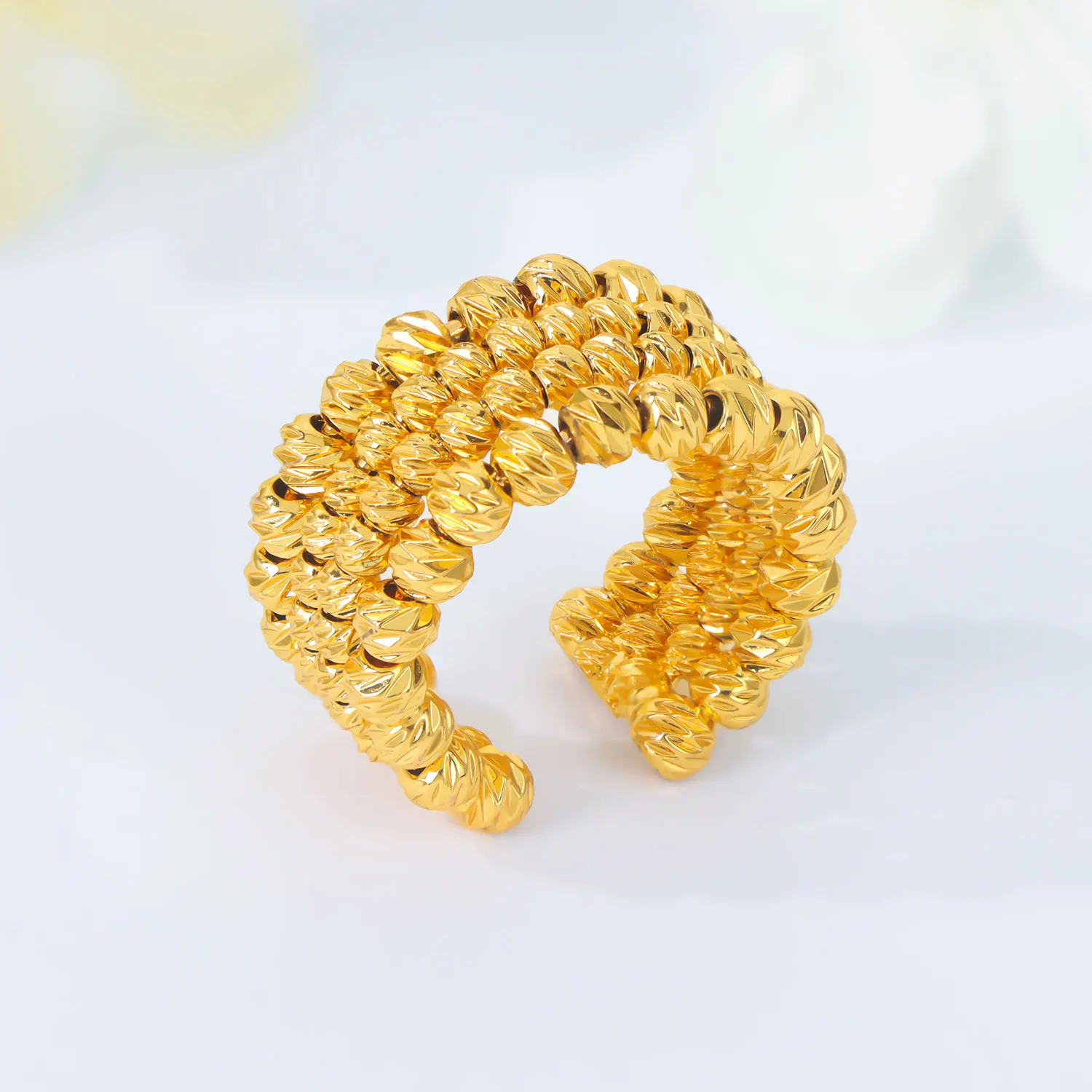 Türkische Mode Münzen Ring 24k vergoldet Dubai einfache Cocktail Paare Ringe Nigeria Frauen Braut Hochzeit Party Schmuck – Detail 7