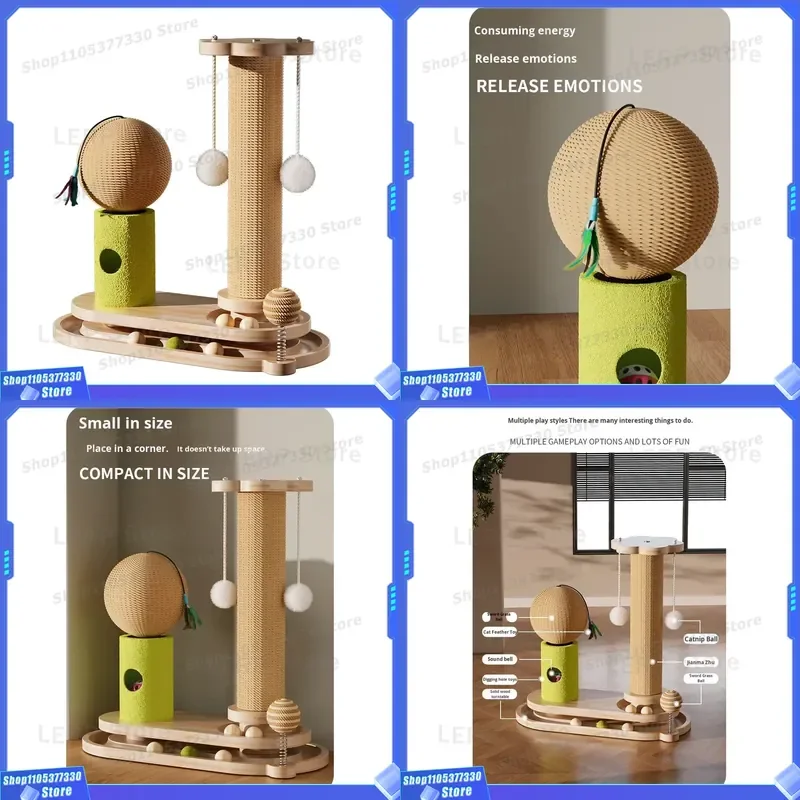 Large Solid Boron Wood Cat Scratching Board Modern Durable Teaser Tree with Climbing Frame 25x50cm Pet Activity Center