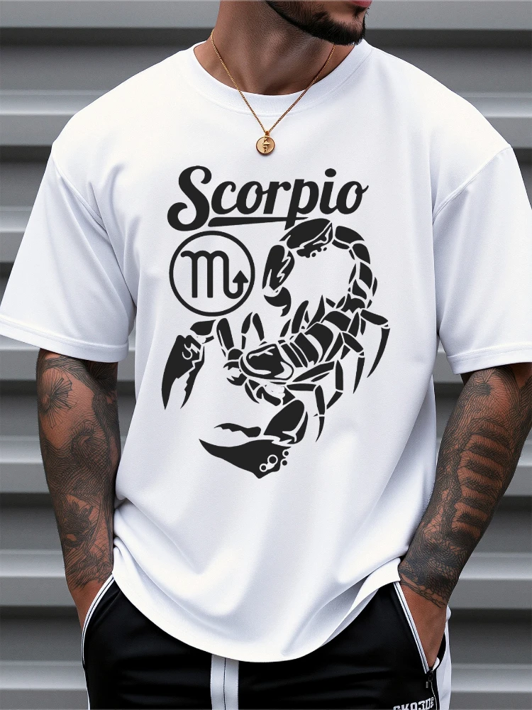 

Scorpio Graphic,Astrology Themed,Unique Design-100% cotton summer casual O-neck short sleeve printed men's T-shirt.