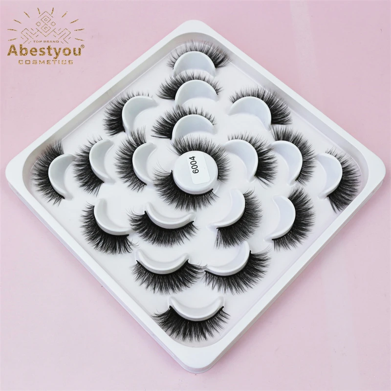 

Abestyou 3D Short Cat Eye Lash Set 10 Pair Faux Mink Winged End Eye Elongated Eyelashes Fake Lashes Soft Natural long Full Strip