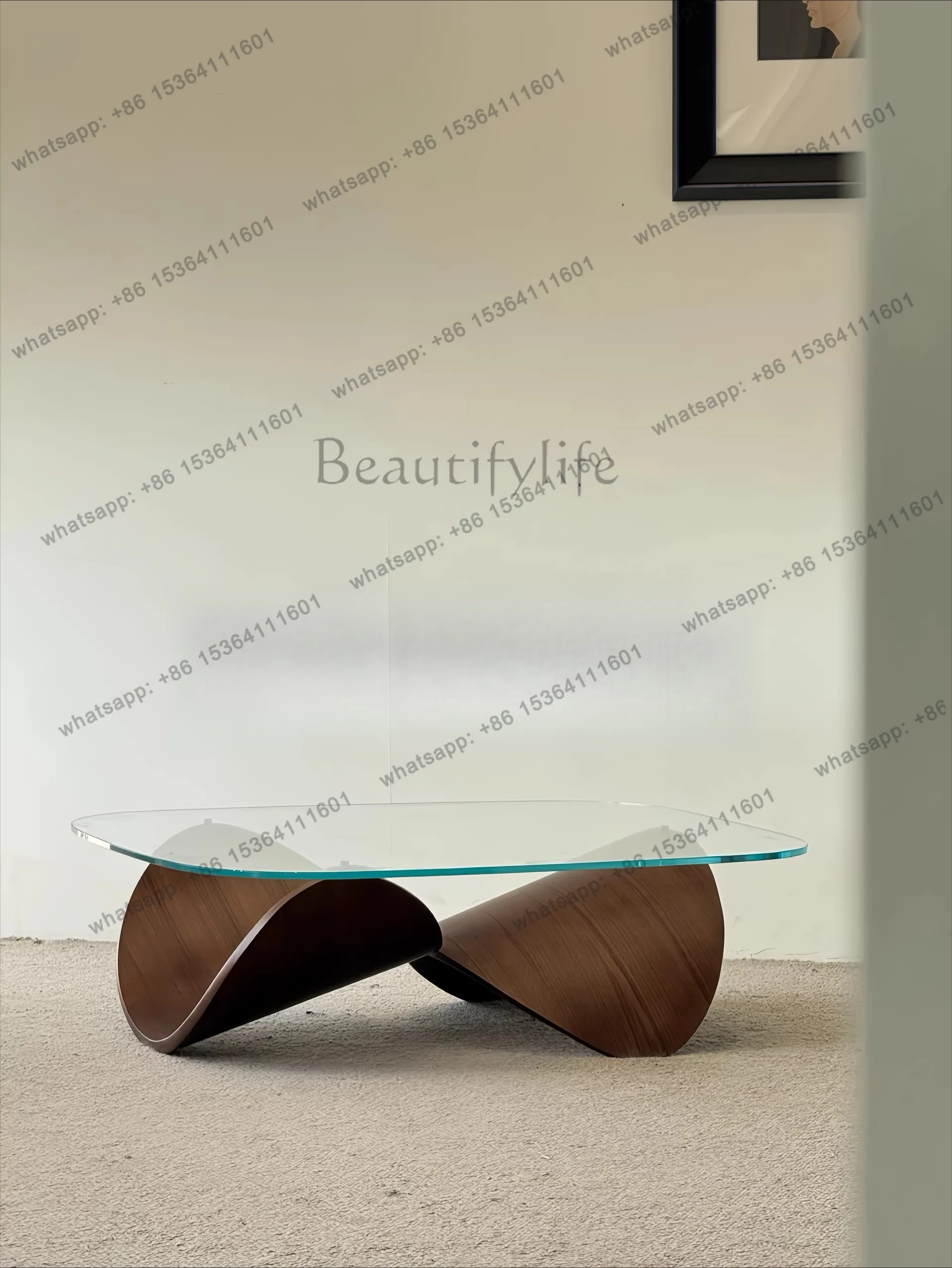 

Medieval style solid wood coffee table home living room round art tea table