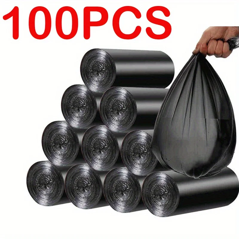

100pcs Black Household Disposable Garbage Bag Kitchen Cleaning Waste Bags Privacy Pet Waste Plastic Bag