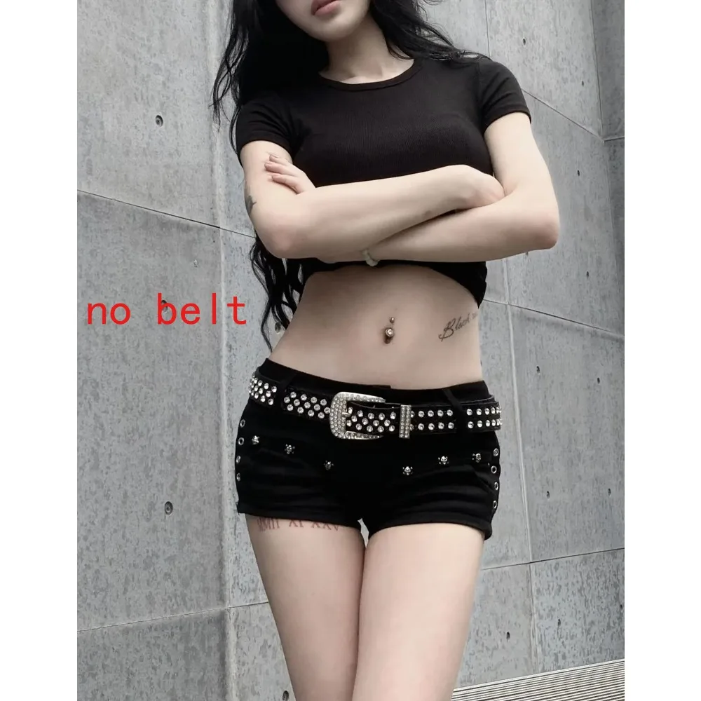 Low-rise Denim Hot Shorts Women's Streewear Skinny Rivet Slim Sexy Hip-wrapped Tight Jean Short Female Y2k Versatile Pantalones