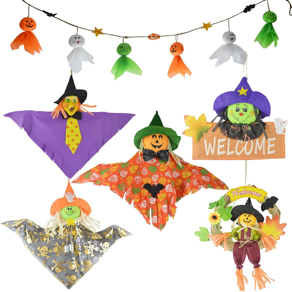 

2 pcs Halloween Party Door Hanging Pendant Round Wreath Wall Decoration Haunted House Ktv Bar Ornament For Spooky Home Window