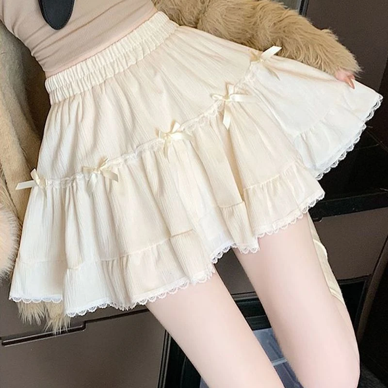 

Повседневная плиссированная мини-юбка с бантом, женская, лето 2026, с высокой талией, А-силуэт, корейская мода, Harajuku, облегающая черная юбка-баллон