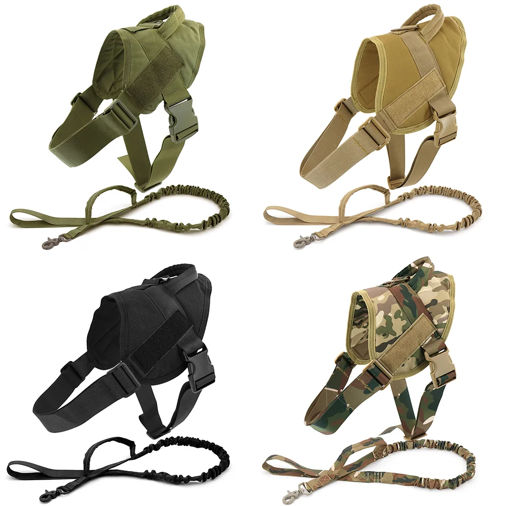 Military K9 Dog Harness Leash Set Tactical Dog Chest Pet Tactical Training Vest Malinois Walking For Small Medium Large Dogs