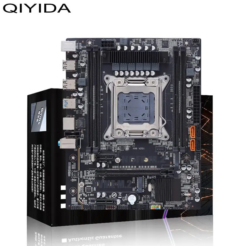 Go! Qiyida X99 Motherboard Slot LGA2011-3 USB3.0 NVME M.2 SSD Support PC4 DDR4 REG ECC Memory and Inter Xeon E5 V3 V4 Processor