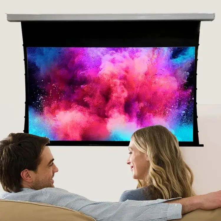 Pet Crystal Material Motorized ALR Tab Tension Projector Screen High Class 80 Inch for Ultra short throw projector 4K 3D Support
