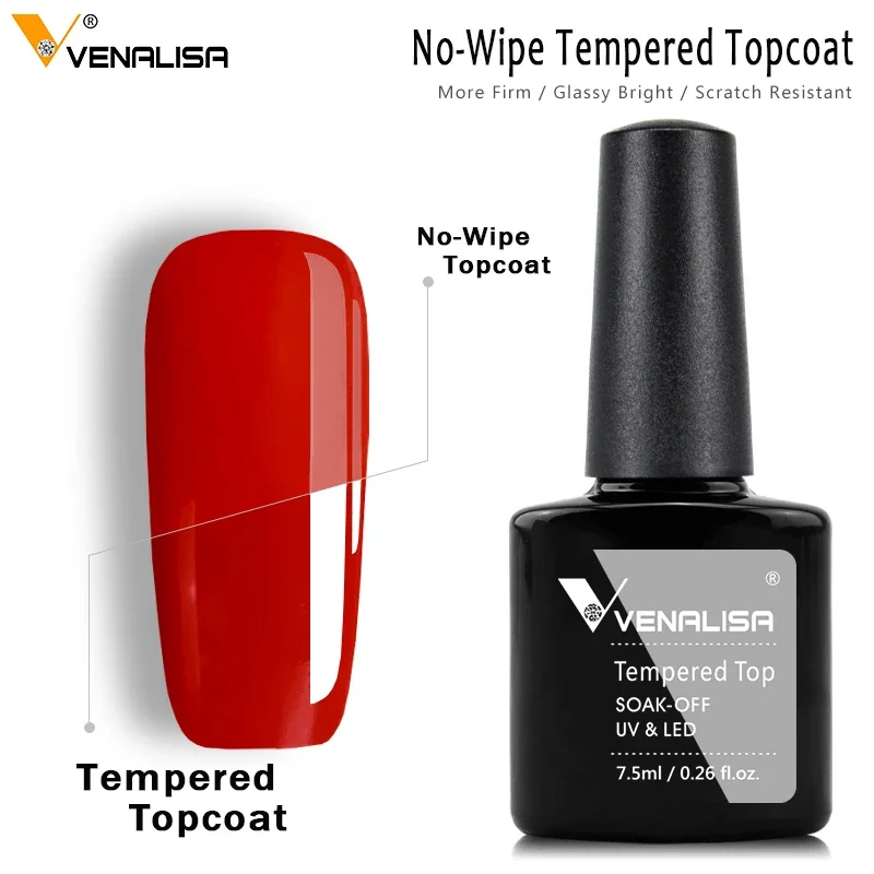 Venalisa nail art design super-flexible shinning long lasting high gloss tempered glass topcoat