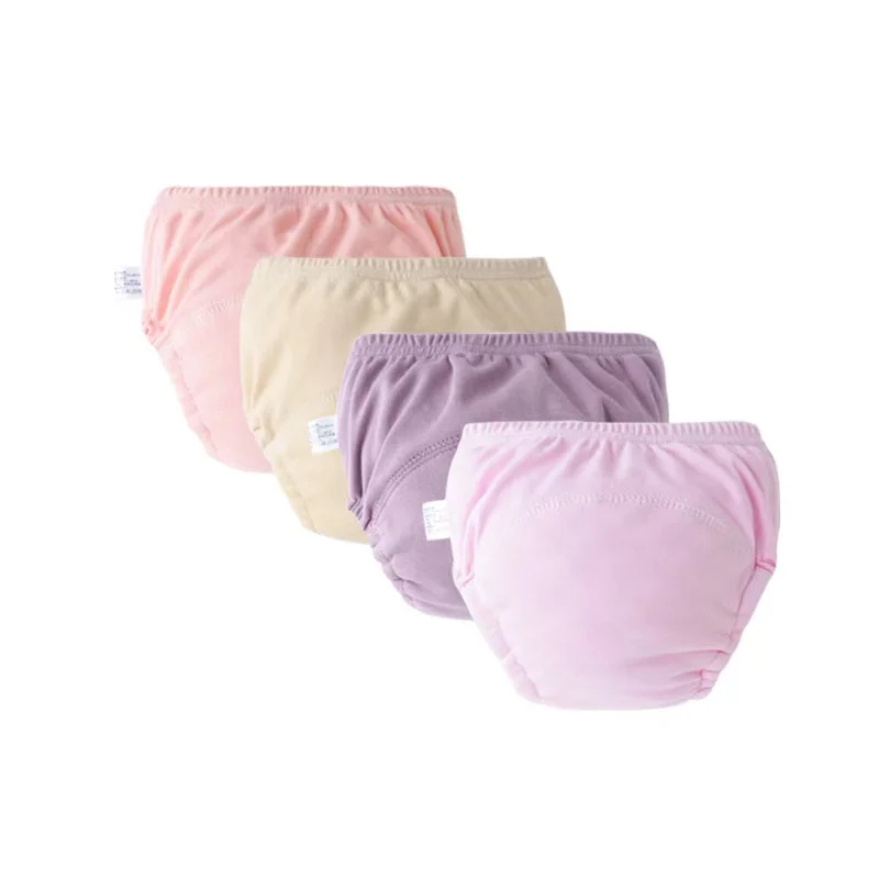 

4PCS Pure Plain Solid Color Soft Baby Boys Girls Toddler Training Pants Toilet Pee Potty Learning Underwear Cotton Diaper