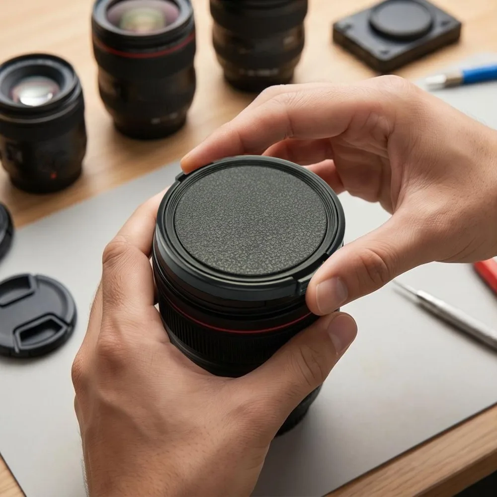 49/52/55/58/62mm Ultra-thin Camera Lens Cap with Lanyard Anti-scratch Front Lens Protector Cover for Nikon Sony Fuji DSLR Camera