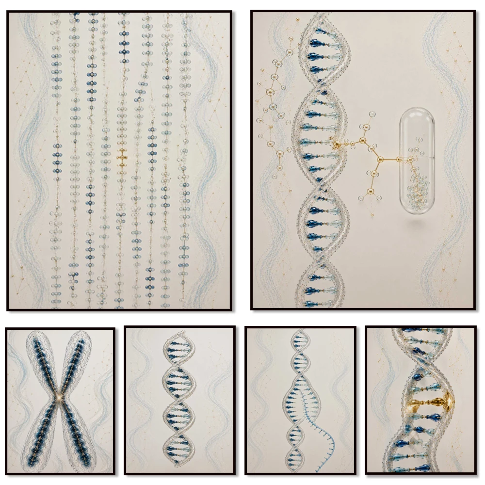 Genetic art, DNA and RNA, chromosome decoration, molecular biology, pharmacogenomics decorative canvas posters