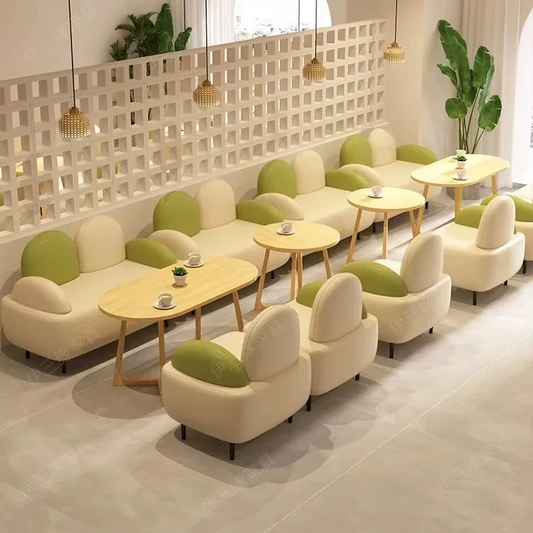 Restaurant Booth PU Leather Multiple Color Modern Commercial Use Milk Tea Coffee Shop Sofa Booth used Restaurant Table Chair Set