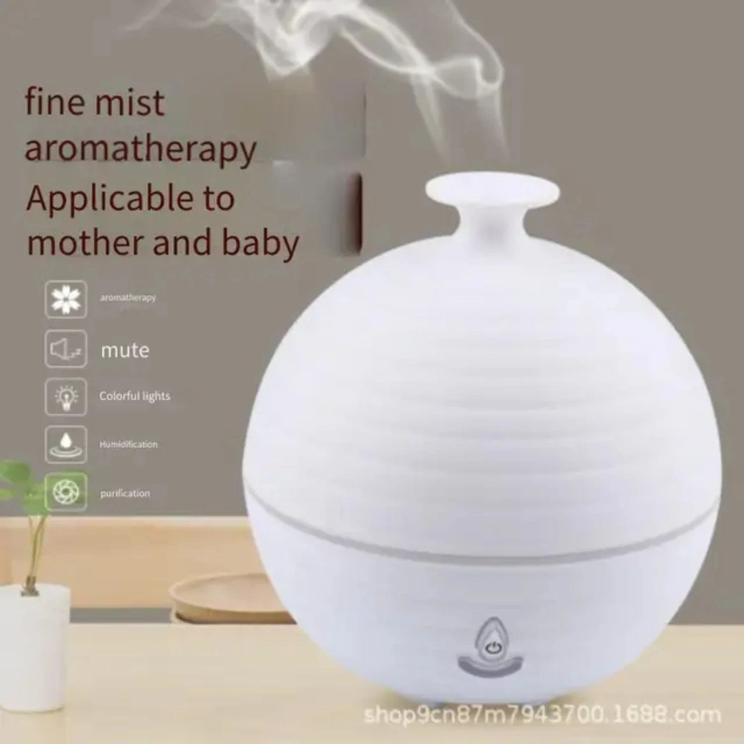 Humidificador de aire ultrasónico USB con diseño de grano, luz nocturna LED calmante y difusor de aceite esencial relajante para aromaterapia