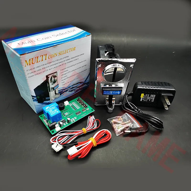 15A Timer PCB Board with 12V 2A Power adaptor and multi coin acceptor game kit for arcade game machine