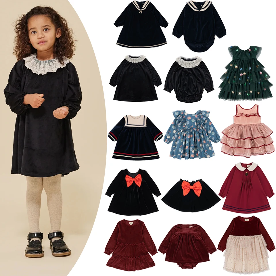 Girls Party Princess Dress Christmas KS Girl Velvet Dress Kids Sequin Mesh Dresses Carnival Party Baby Cute Skirt Children Gifts