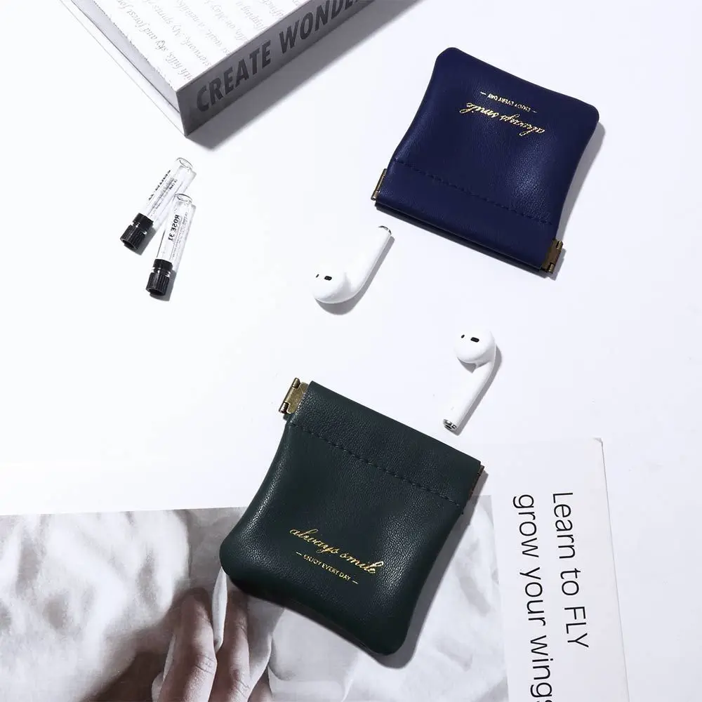 Ins stil PU Leder Kleinigkeiten Fall Kopfhörer Schutzhülle Kleine geldbörse Kosmetik Tasche Mini Kopfhörer Tasche