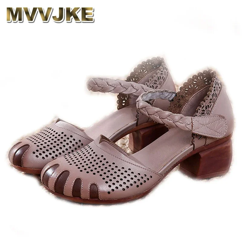 MVVJKEWomen Woven Shoes Summer Handmade Shoes Fashion Comfortable Leather Women Flats Casual Sandals Zapato Plus Size 35-41