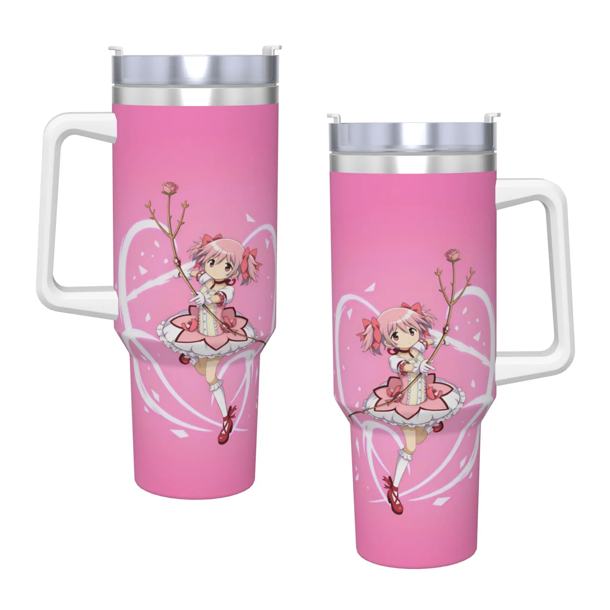 Stainless Steel Tumbler Anime Puella Magi Madoka Magica Thermal Mug  Portable Cold Drink Car Mugs Travel Graphic Water Bottle