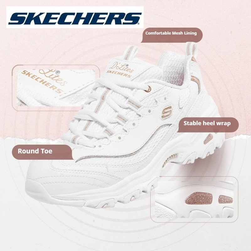 Zapatos Skechers para mujer D'LITES Classic Dad Shoes, zapatillas informales, cómodas y transpirables para mujer, zapatillas gruesas Skechers para mujeres