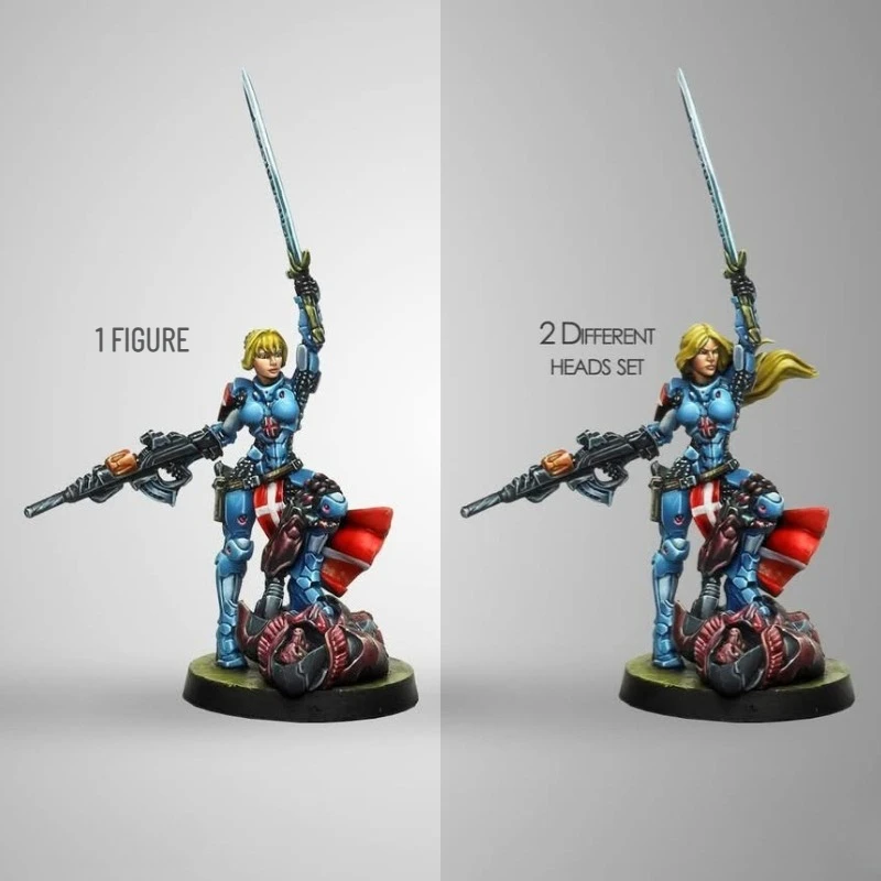 25mm Base Diecast Resin Assembled Model Kit War Game Chess PanOceania Heroine with Multi Rifle Unassembled and Unpainted