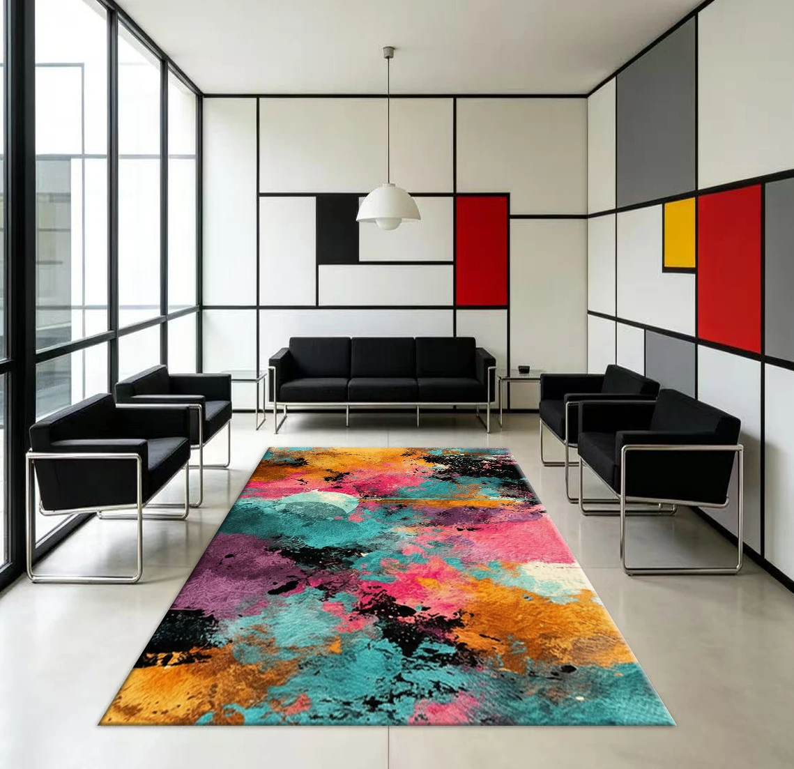 Colorful Splash Art Carpet Flooring Modern Abstract Painting Area Rug Stylish Living Room Decor Rug