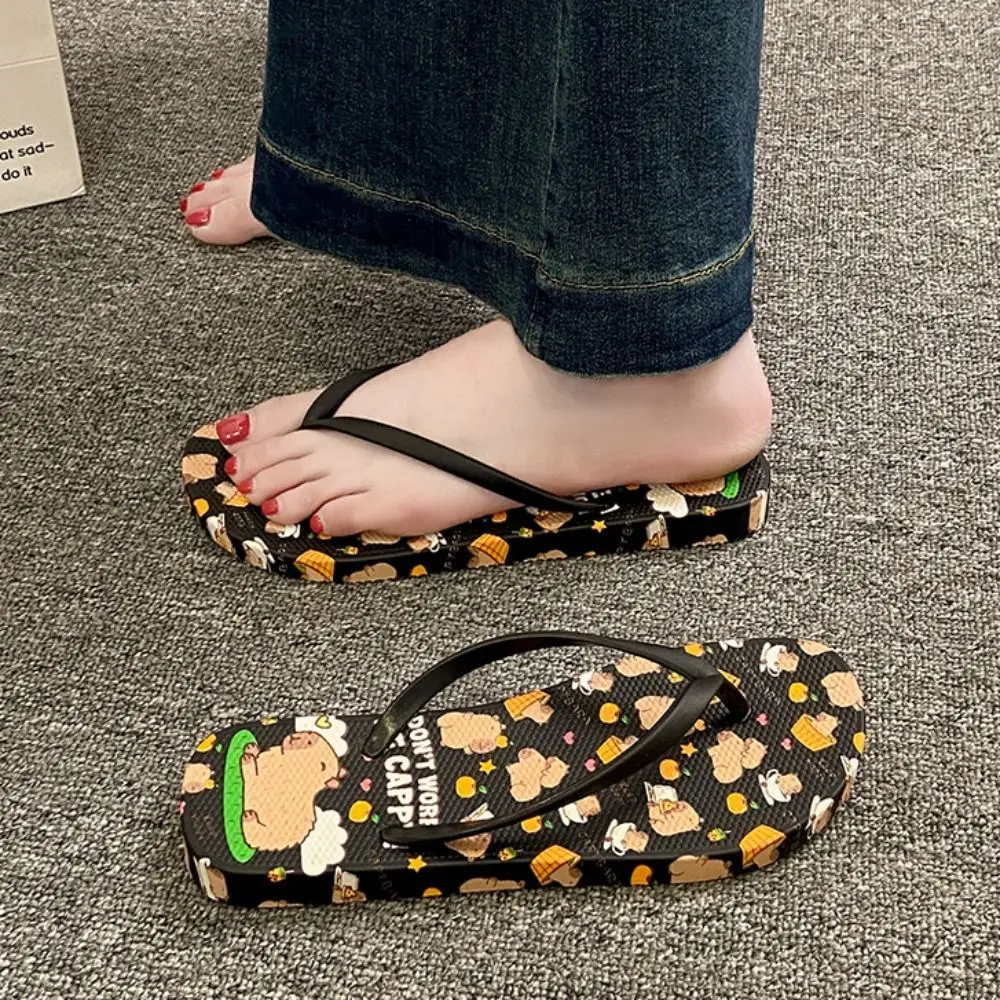 Fashion PVC Capybara Flip Flops Anti Slip Soft Sole Beach Slippers Shoes Cartoon Slides Sandals Beach