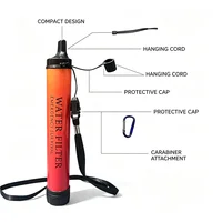1pcs Outdoor Water Filter, Personal Straw Water Filtration System, Emergency Survival Water Purifier For Camping Hiking Climbing 6