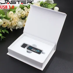 Hochgeschwindigkeits-USB-3.0-Flash-Laufwerk aus Leder, 128 GB, kostenloses individuell bedrucktes Logo, Pen-Laufwerk, Memory-Flash-Stick, kreative Geburtstagsgeschenkbox