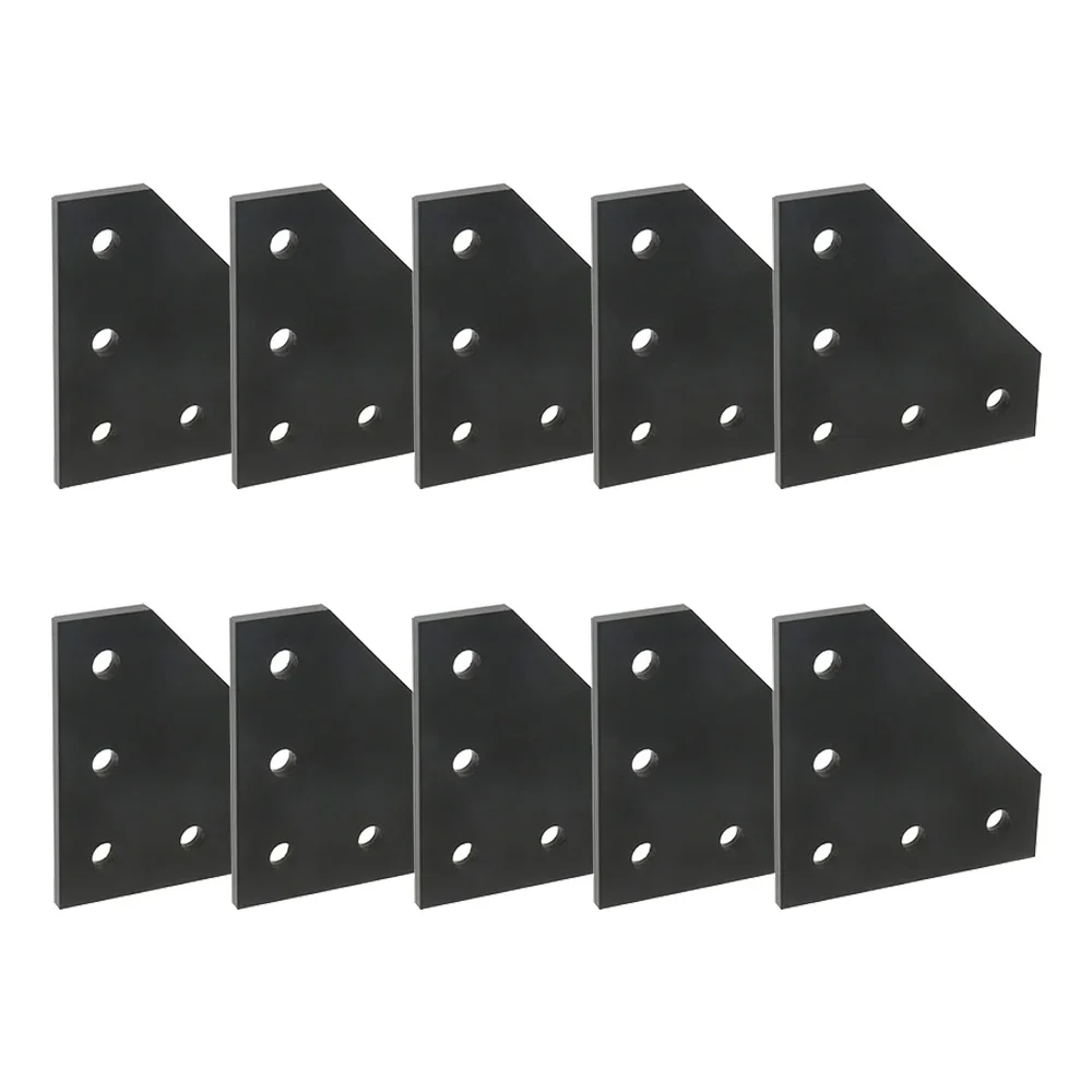 3D Printer 90 Degree 60 X 60 X 4MM L Type with 5 Hole Black Joining Plates for CNC 2020 V-Slot Aluminum Profiles Pack of 10