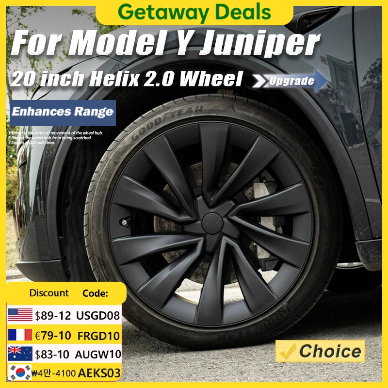 

4PCS Wheel Cover 20 Inch for Tesla Model Y Juniper HubCap Performance Replacement Helix 2.0 Wheels 2025 Full Rim Car Accessories