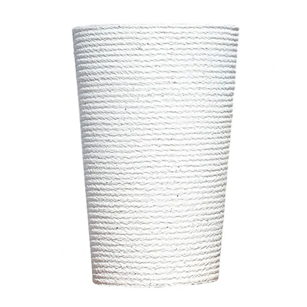 Durable Weather Resistant Decorative Container Modern Resin Flower Pot with Textured Surface Tall Round Stone-look for Indoor