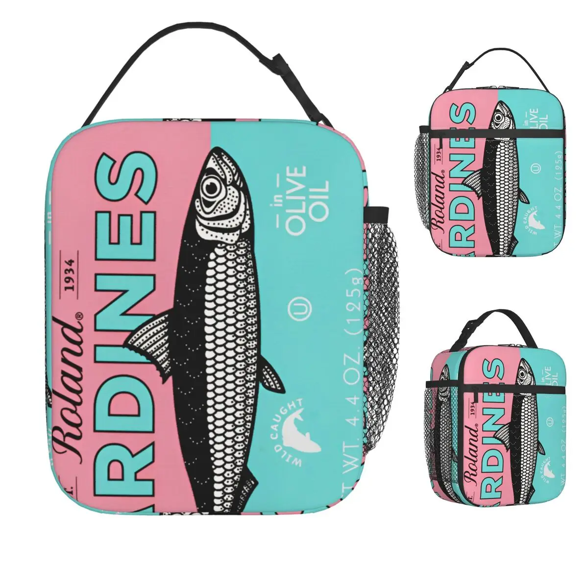Sardines Ocean Colored Lunch Bag For Child Lunch Box Fun Office Cooler Bag Portable Insulated Oxford Tote Food Bags