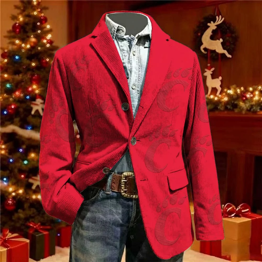 Corduroy Suit Men'S Luxury Jacket Carnival Festival Casual Fashion Personality Printed Jackets For Man Party Wear Popular Coat