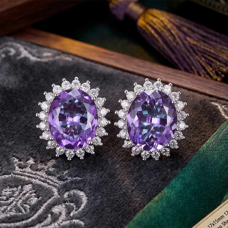 17x15mm 4.9g Stunning Drop Shape Color Changing Alexandrite Topaz Zultanite White CZ Woman's Present Silver stud Earrings