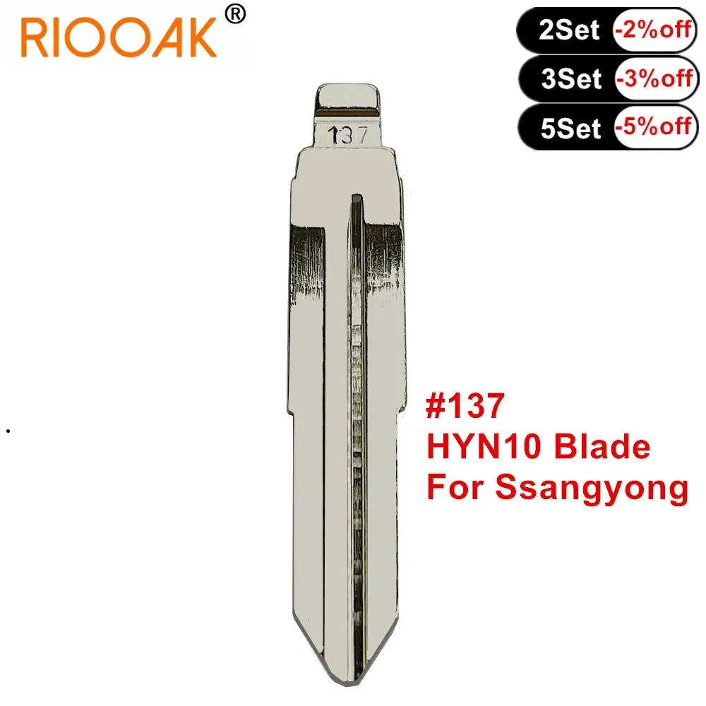 10pcs Uncut Car Key Blade #137 HYN10 SSY3 Metal Blank Uncut Flip KD VVDI Remote Key Blade For Ssangyong