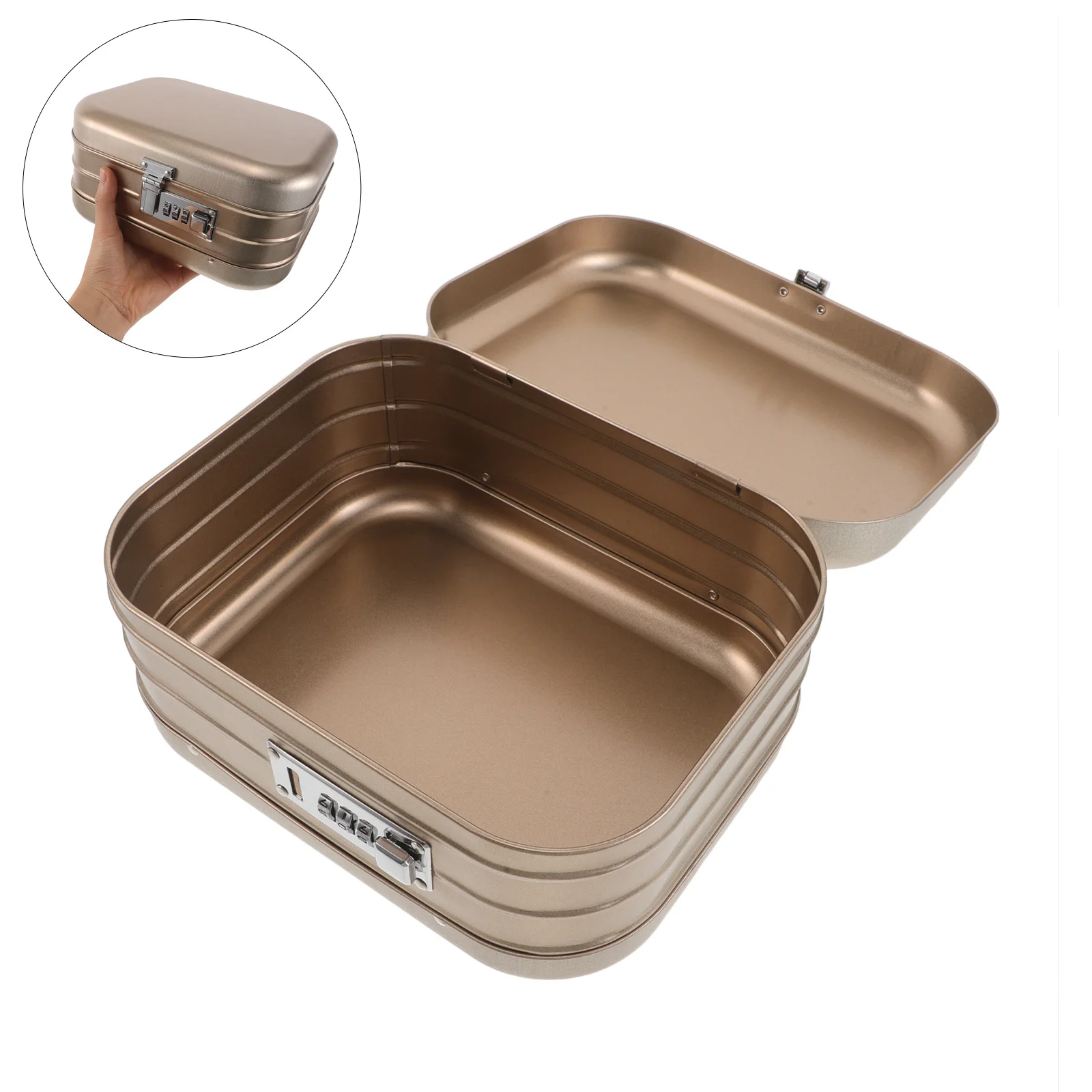 

Square Tinplate Lockable Storage Box Combination Lock Vintage Metal Jewelry Souvenirs Container 8.45x6.48x4.32in Secure Keepsake