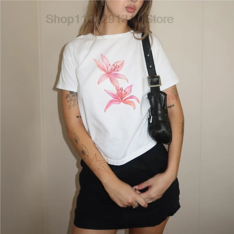 Women Baby Tee Valentine's Day Clothes 2000s Vintage Letter Crop Punk Casual Trash Basic Gothic White Slim Tee Girl Y2K