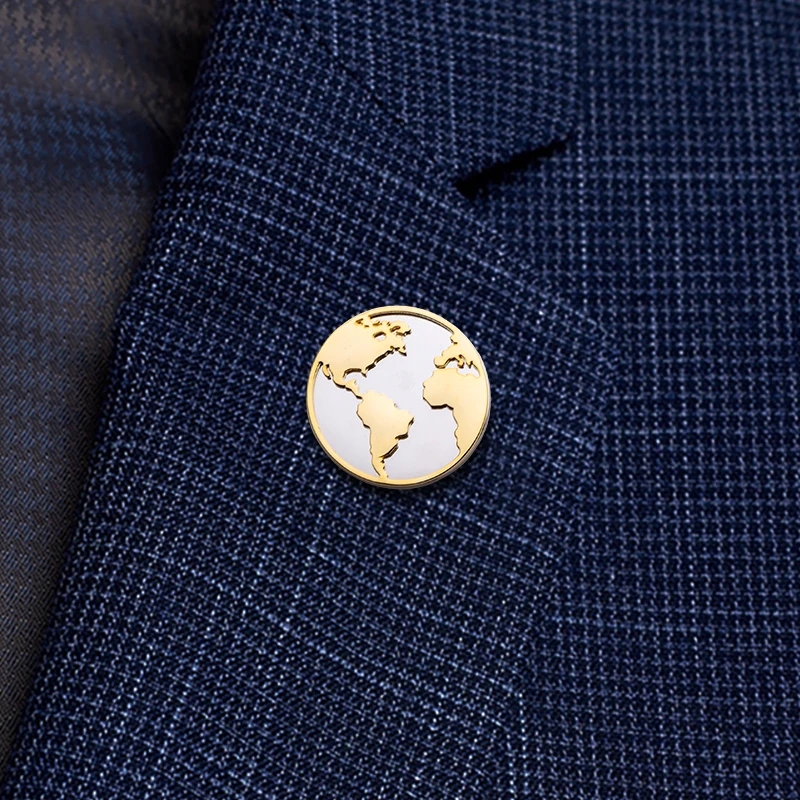 KFLK Fashion Map Brooch Pins Exquisite Brand  Brooches For Mens Costumes Badge Brooch Man New Arrive